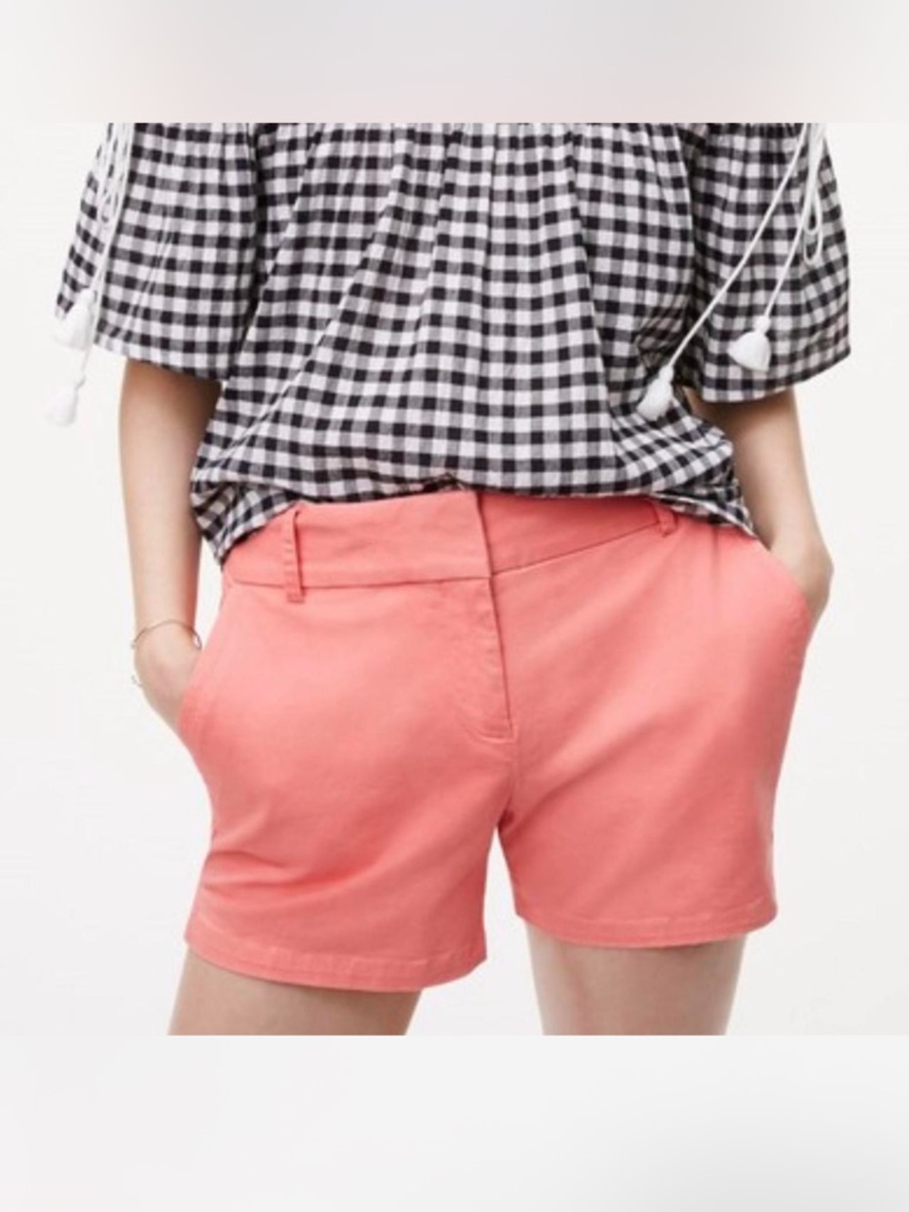 NWT LOFT The Riviera Short Pink Coral Chino Shorts Size 4 4" Inseam